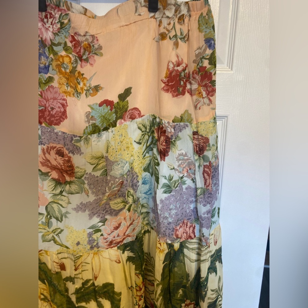 Vintage Floral Patchwork Maxi Skirt Plus Size Cottagecore Boho XXL - Picture 11 of 14